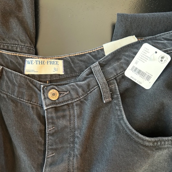 Free People We The Free Lucky You Mid Rise Barrel Soundwave Black Jeans 31 - Picture 6 of 6